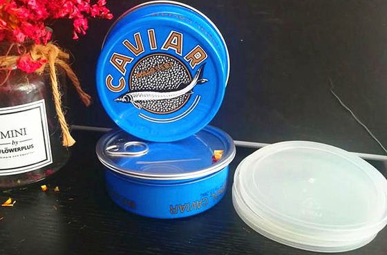 Kaviar Yüzük çubuk kolay açık kaviar teneke alüminyum plastik kapağı ile 3.5oz ve 7oz