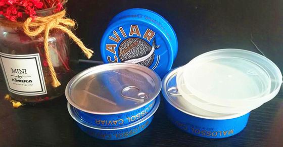 Kaviar Yüzük çubuk kolay açık kaviar teneke alüminyum plastik kapağı ile 3.5oz ve 7oz