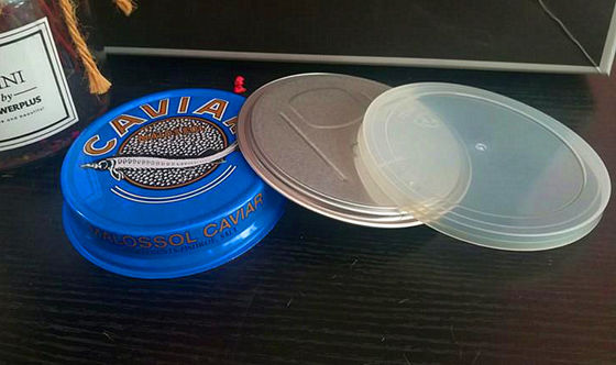 Kaviar Yüzük çubuk kolay açık kaviar teneke alüminyum plastik kapağı ile 3.5oz ve 7oz