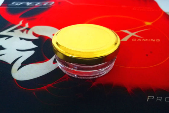 Toptan satış yüksek şeffaf 0.5 oz 15-20 gram cam havyar kavanozu farklı renkteki metal kapağı ile