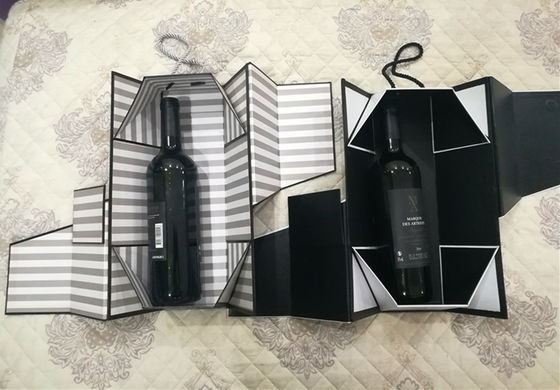 Lüks Katlanabilir Karton Kutusu Manyetik Kapalı Paketleme Şarap Şişesi El Yapımı