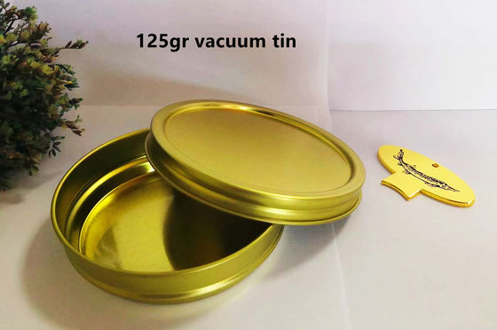 125g Yuvarlak Vakum Boş Kaviar Teneke Kutusu 0.28mm Teneke Malzemesi